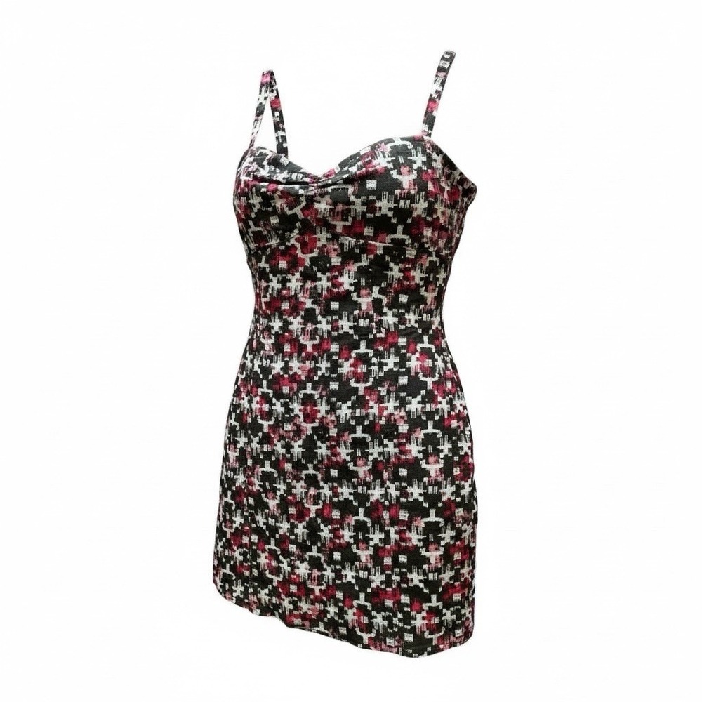 Patagonia‎ Mini Dress Womens 6 Brown Pink Ikat Hemp Organic Cotton Sundress Boho